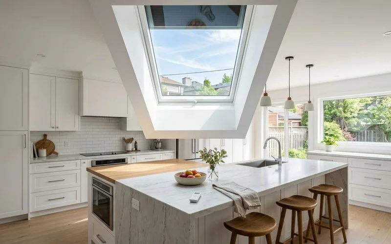 Velux VSS solar skylight over a Toronto kitchen island