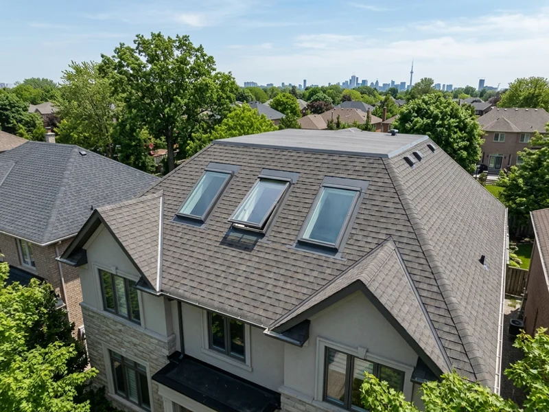Glen Abbey roof with three new Velux VS skylights replacing 1987 originals