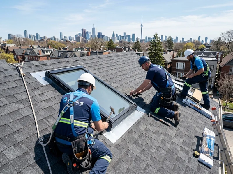 Hand-formed step flashing interleaved with shingles along a skylight