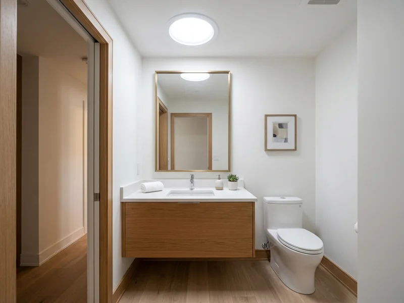 Interior powder room lit by a sun tunnel