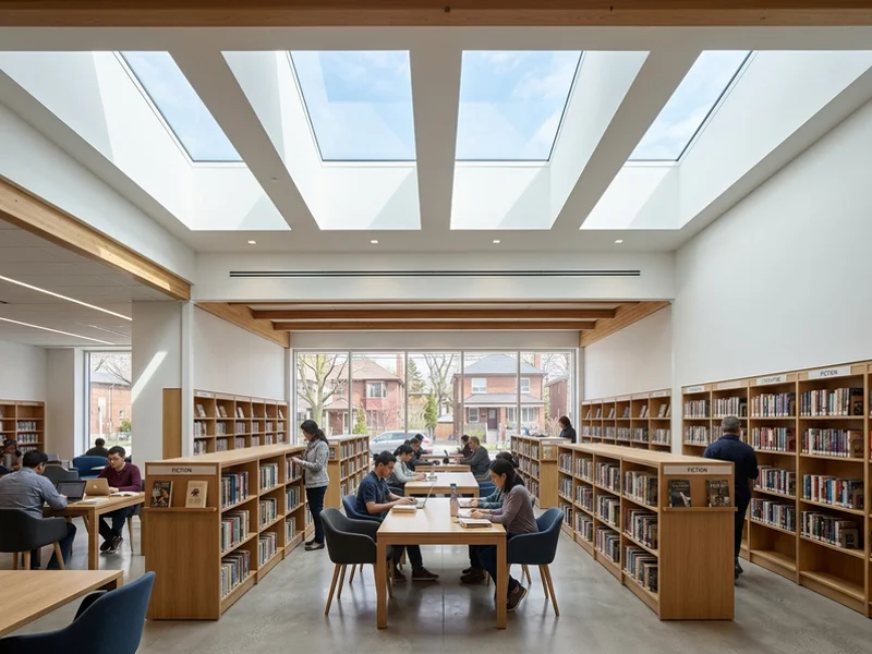 Library reading room with replaced commercial skylights