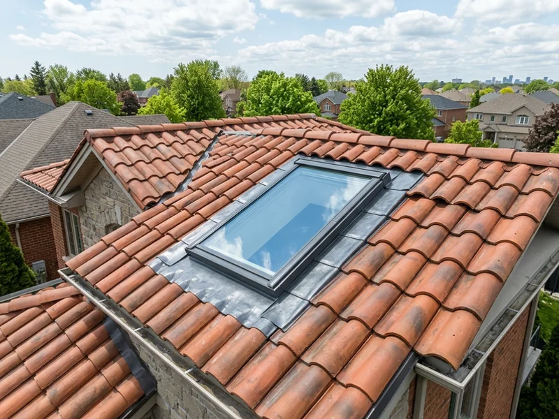 Velux EDW flashing kit on a clay tile roof