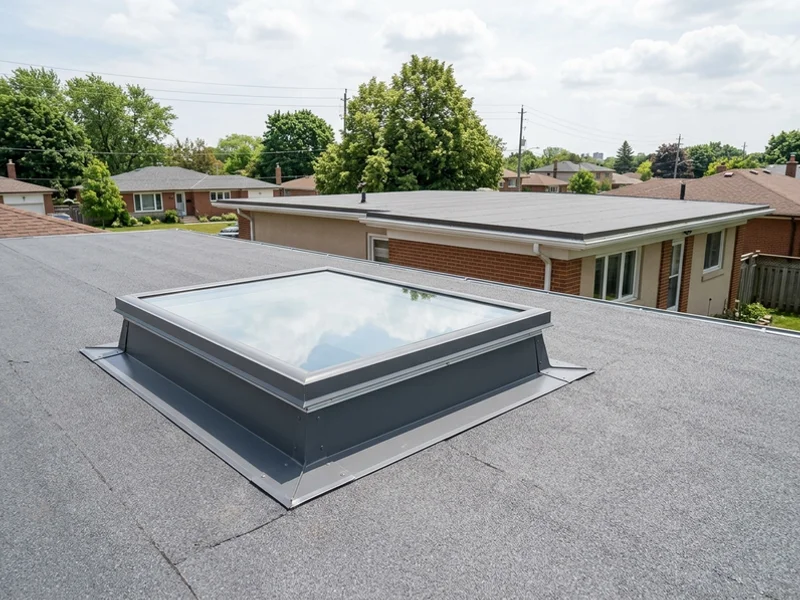 Velux FCM curb-mount skylight on a low-slope Scarborough bungalow